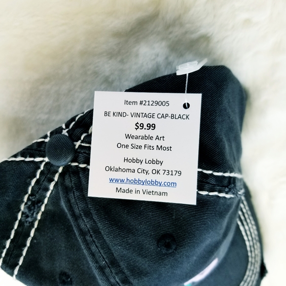 Be Kind Ball Cap NWT Vintage Black Distressed with White Stitching One Size - Picture 7 of 7